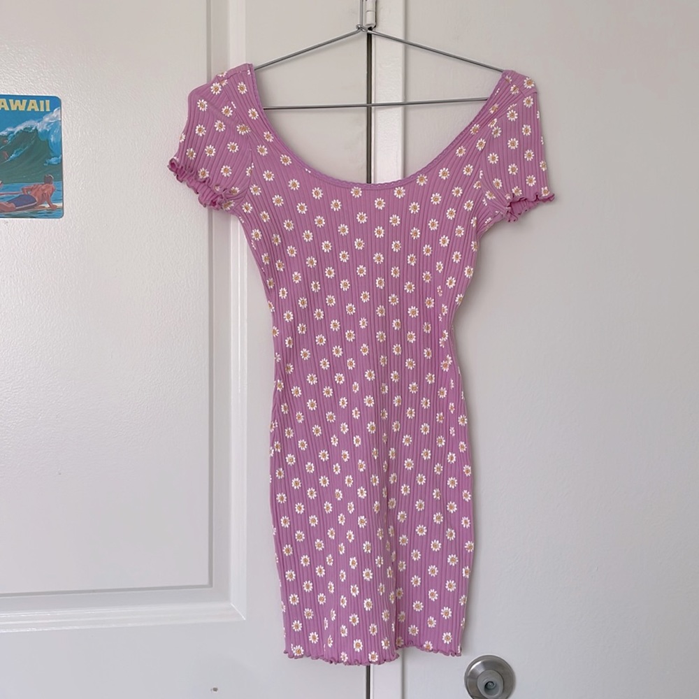 Rib flower printed dress